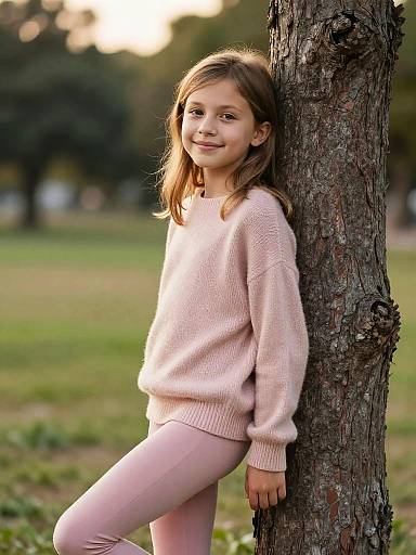 Sunlit Park Portrait of Young Girl