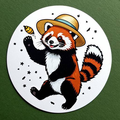 Playful Red Panda Catching Firefly Sticker