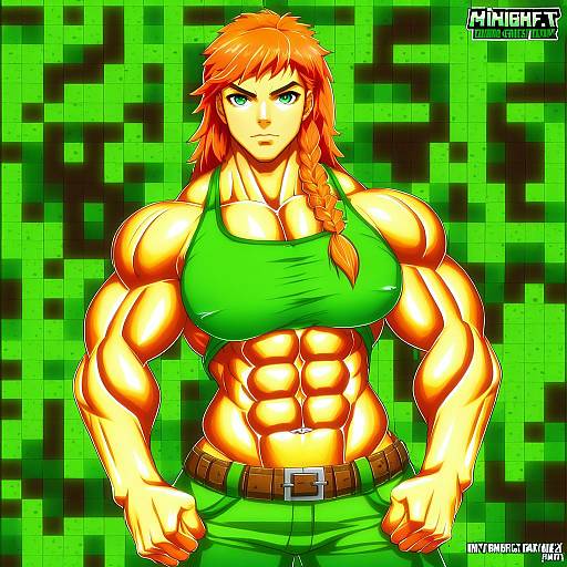 Illustration of Alex (minecraft), minecraft in the style of Midnight (banyex)