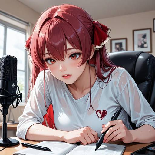 Vibrant Virtual YouTuber With Red Hair