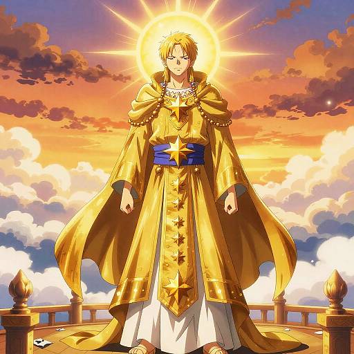 Majestic Celestial Priest at Sunset