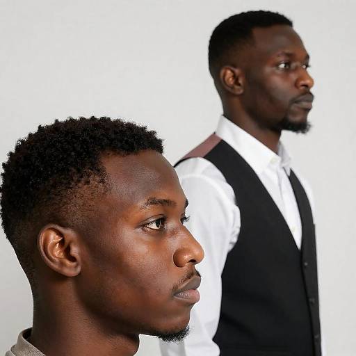 Portrait of Two Black Men in Profile and Standing