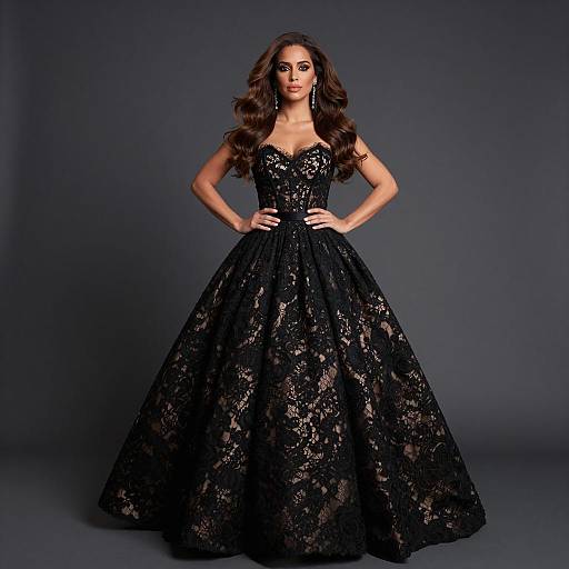 Confident Woman in Elegant Lace Gown