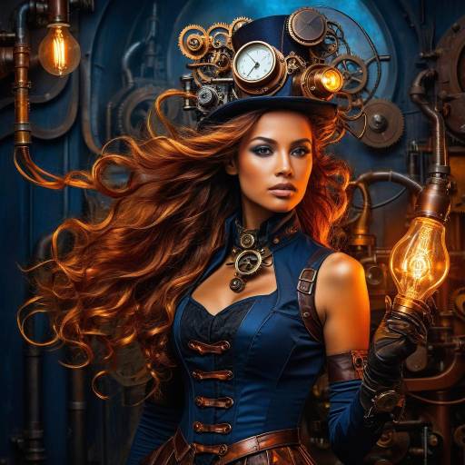 Dazzling Steampunk Inventor with Chiaroscuro Dazzling Steampunk Inventor with Chiaroscuro