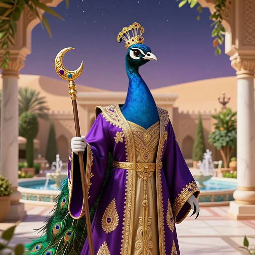 Regal Anthropomorphic Peacock Sultan