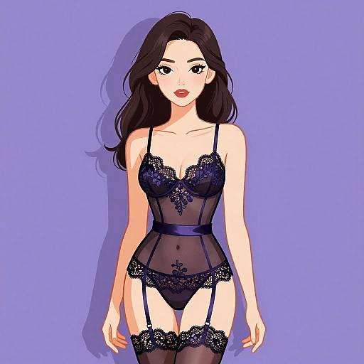 Elegant Woman in Lace Chemise