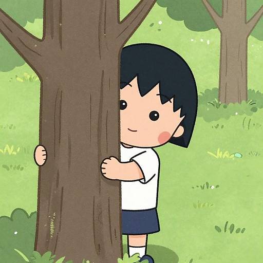 Anwen Hiding Behind Tree