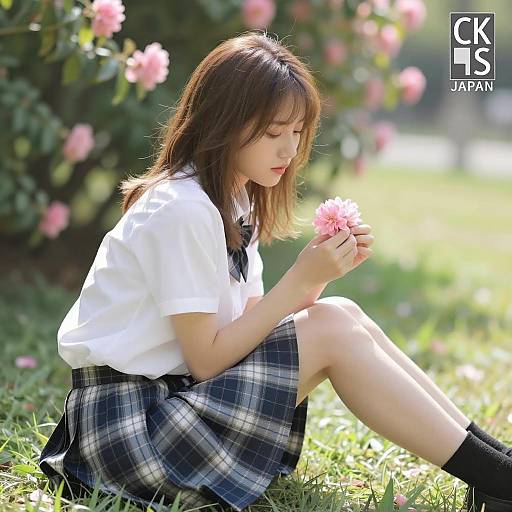 Serene Asian Girl in Natural Setting