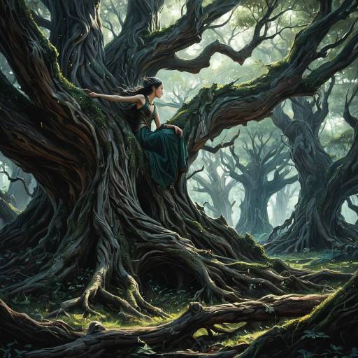 Awakening Dryad in Enchanted Forest