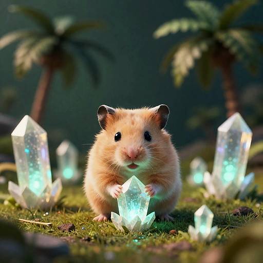 Cute Alien Hamster in Bioluminescent Swamp