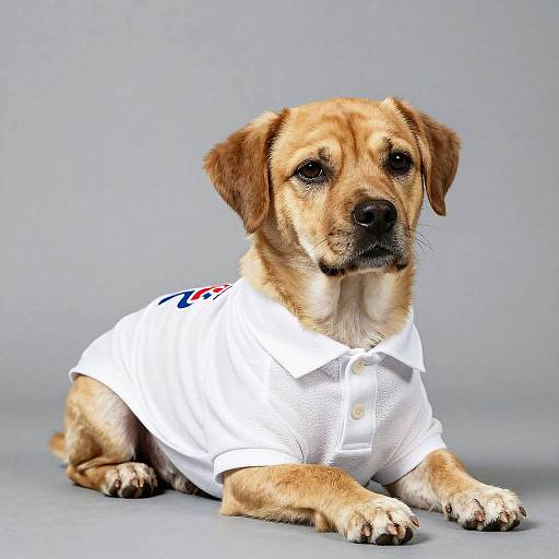 Relaxed Anthropomorphic Dog in Polo Shirt