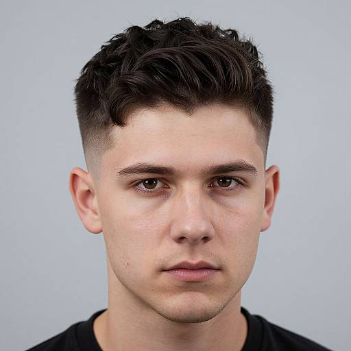 European Man with Textured Caesar Haircut