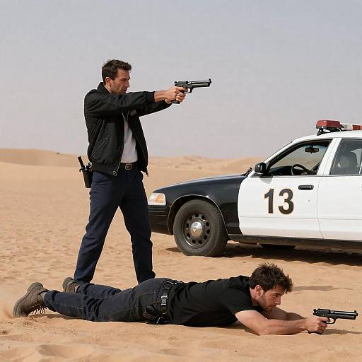 Duel in Desert with Police Car
