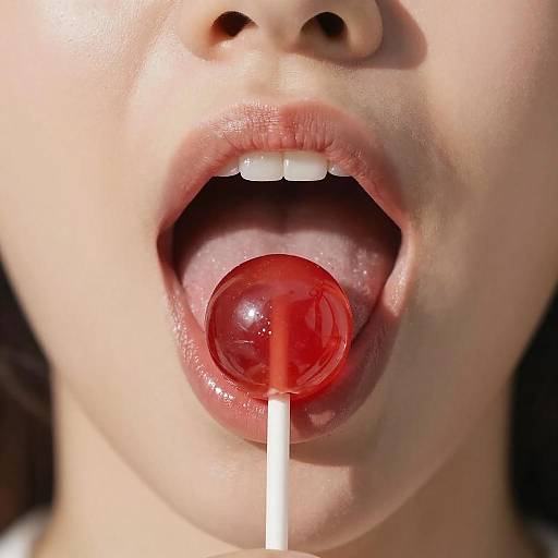 Glossy Lips with Lollipop Close-Up
