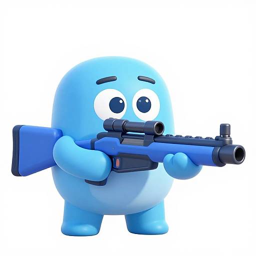 Pixar-Style 3D Blue Sniper Weapon