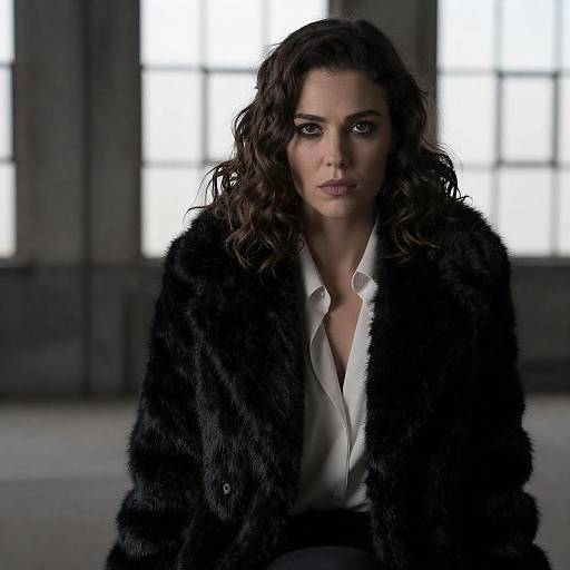 Moody Portrait of Woman in Fur