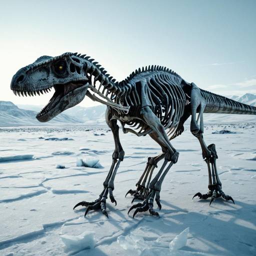 Velociraptor in Icy Tundra Scene