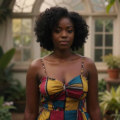 Vintage Botanical Portrait: Afro Hourglass Figure