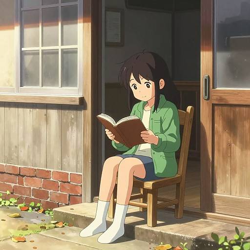 Serene Autumn Reading in European Setting