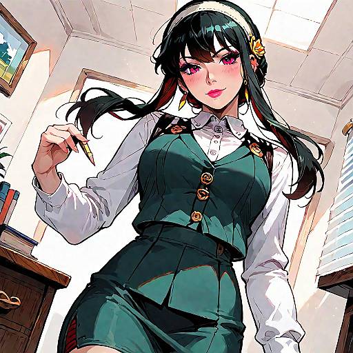 Dynamic Office Lady Anime Character