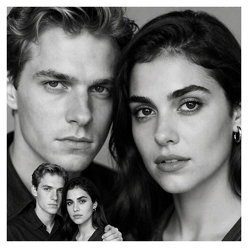 Black and White Portrait of Man and Woman