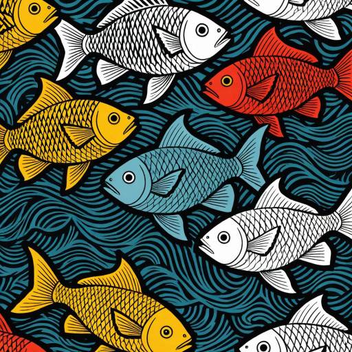 Colorful Intersecting Fish Vector Artwork