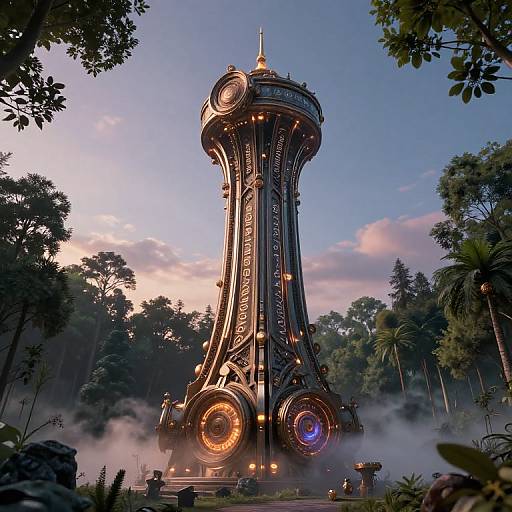 Steampunk Fantasy Tower at Twilight
