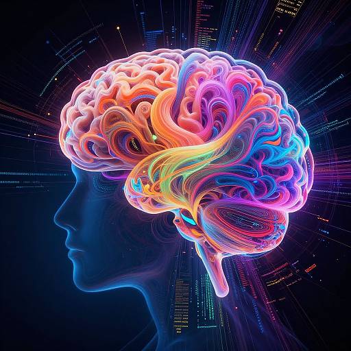 Abstract AI Brain Digital Fusion