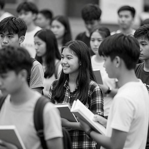Crowded Outdoor Event with Smiling Girl