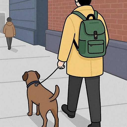 Urban Stroll: Person and Dog Scene