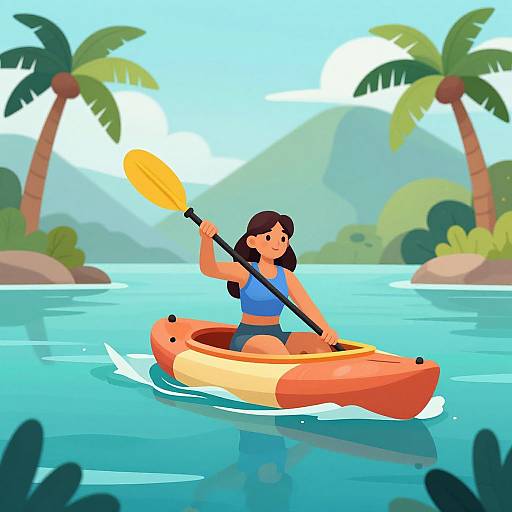 Tranquil Kayaking Adventure Illustration