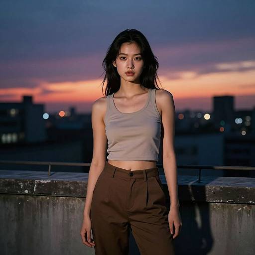 Cityscape Rooftop Sunset Portrait