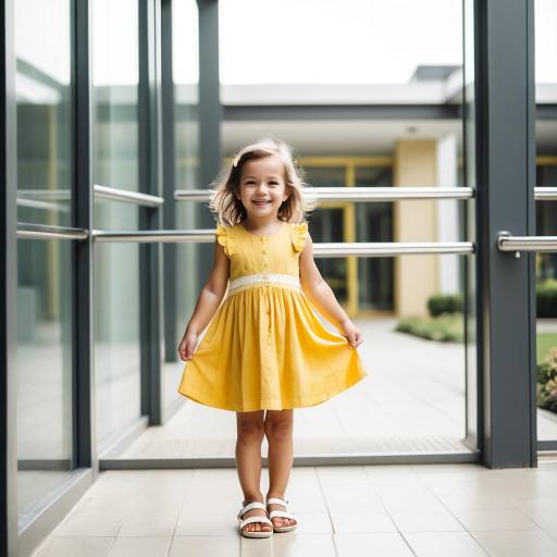 Smiling toddler girl in yellow sundress