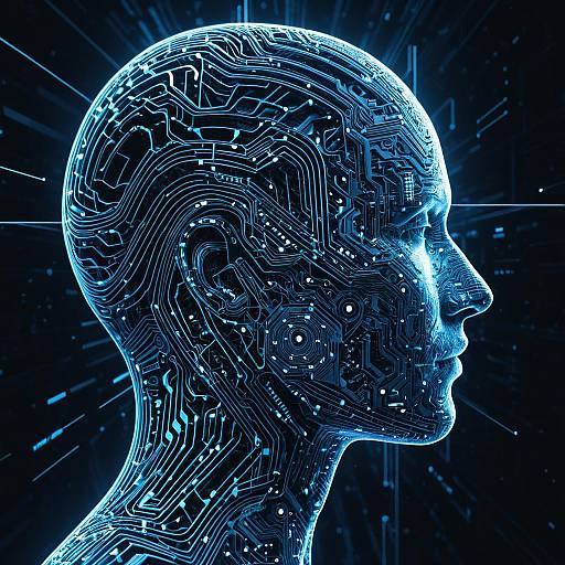 Cybernetic Human Profile in Abstract Fusion