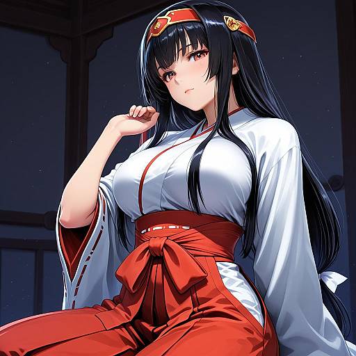 Illustration of Musha miko tomoe, queen's blade in the style of Bifidus