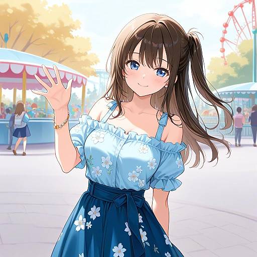 Smiling Girl at Amusement Park