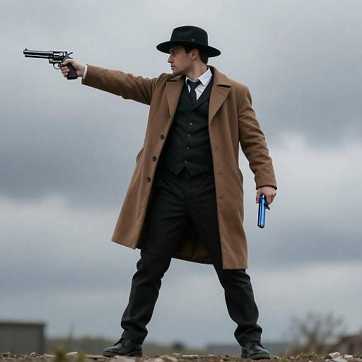 Dynamic Dual-Handed Gunman in Action