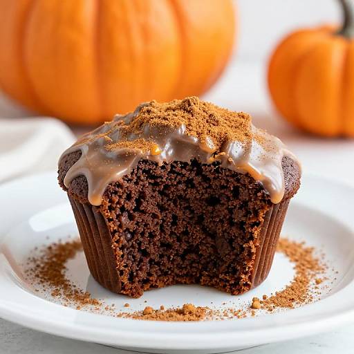 Chocolate Pumpkin Muffin with Spiced Glaze