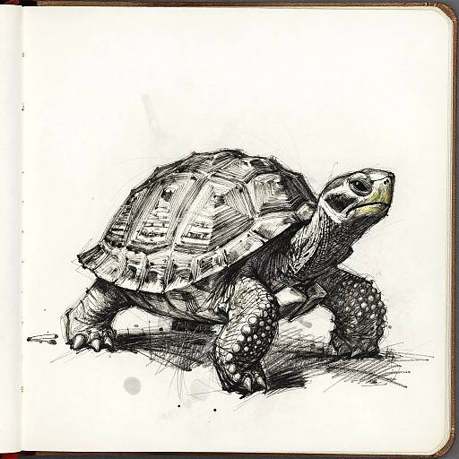 Charcoal Sketch of Tortoise Figure