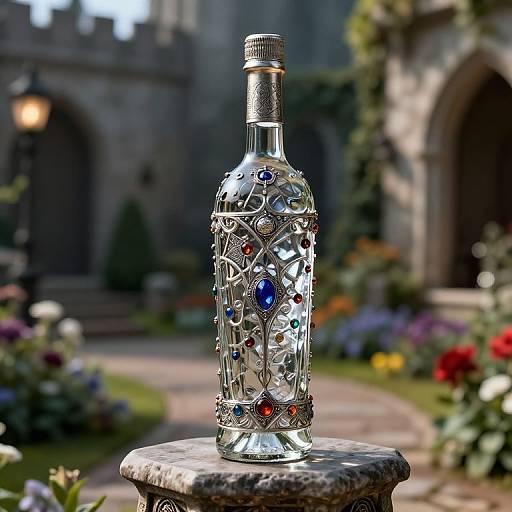 Hyperdetailed Medieval Crystal Wine Bottle