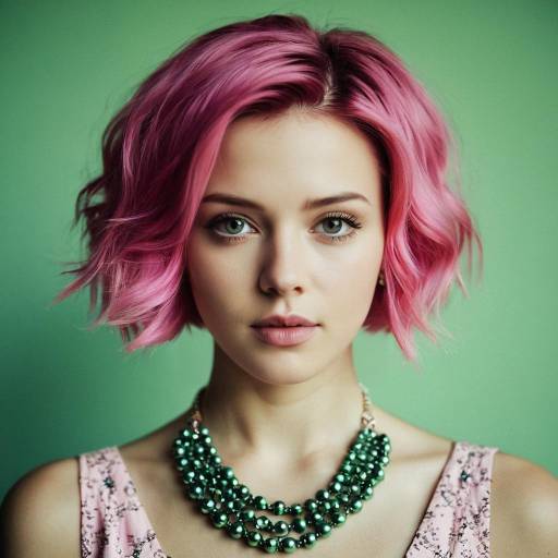 Stylish Portrait of a Pink-Haired Singer