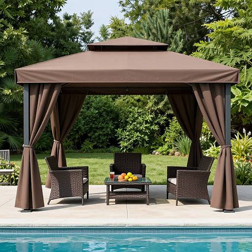 Luxe Outdoor Gazebo with Poolside Seating