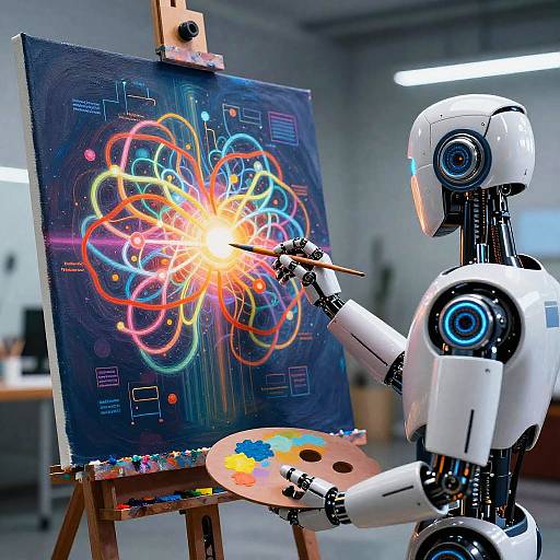 Robot Painter Creating AI Masterpiece