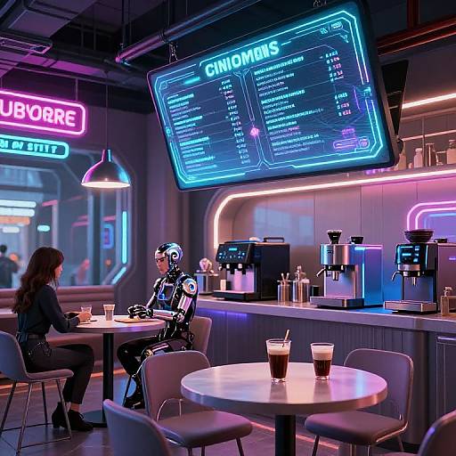 Futuristic Cybernetic Cafe Scene