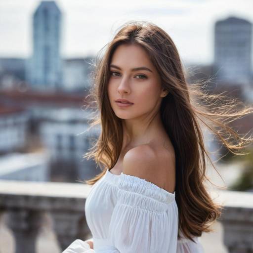 Young Woman in White Off-Shoulder Dress Outdoors