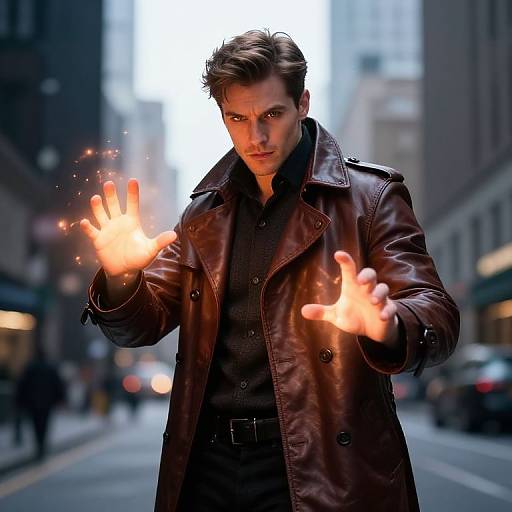 Urban Fantasy Wizard with Glowing Magic