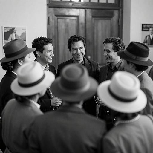 Social Gathering in Classic Monochrome