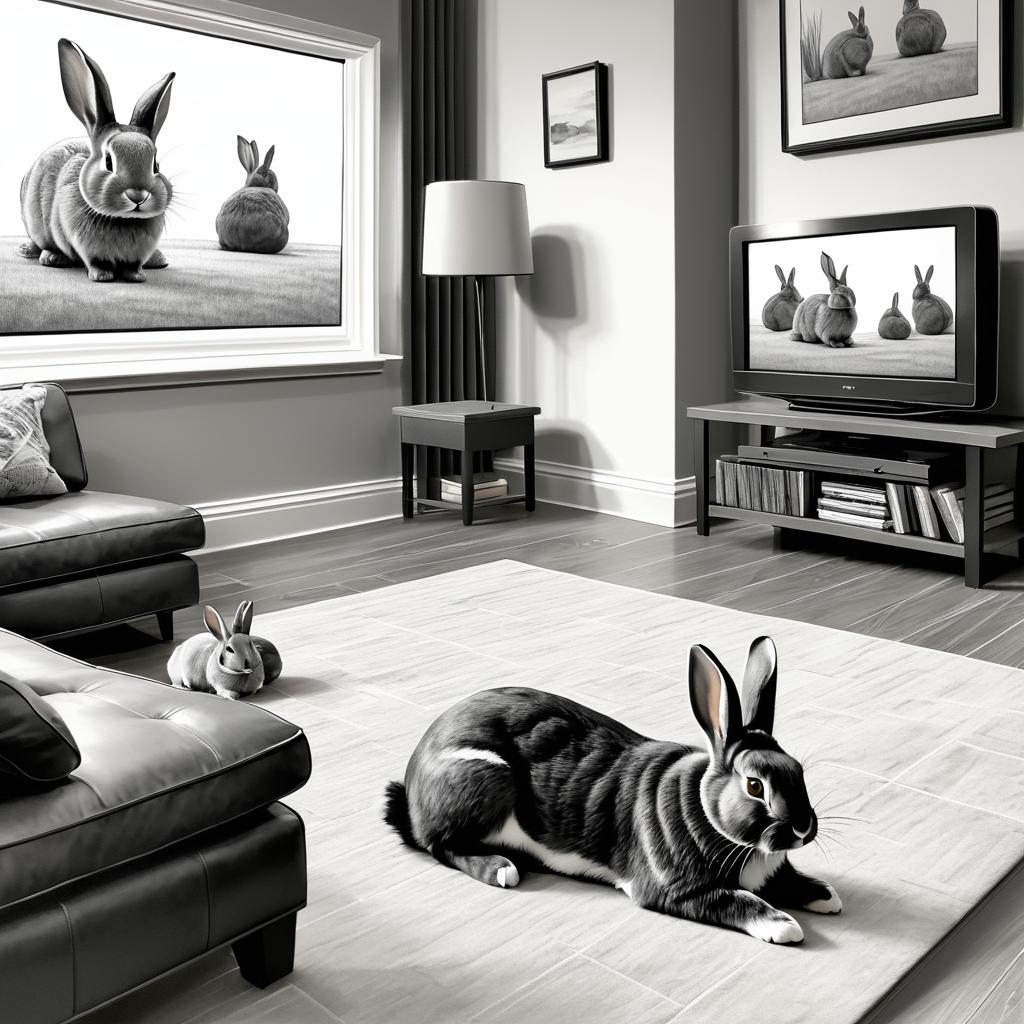 Tranquil Rabbit Scene in Living Room