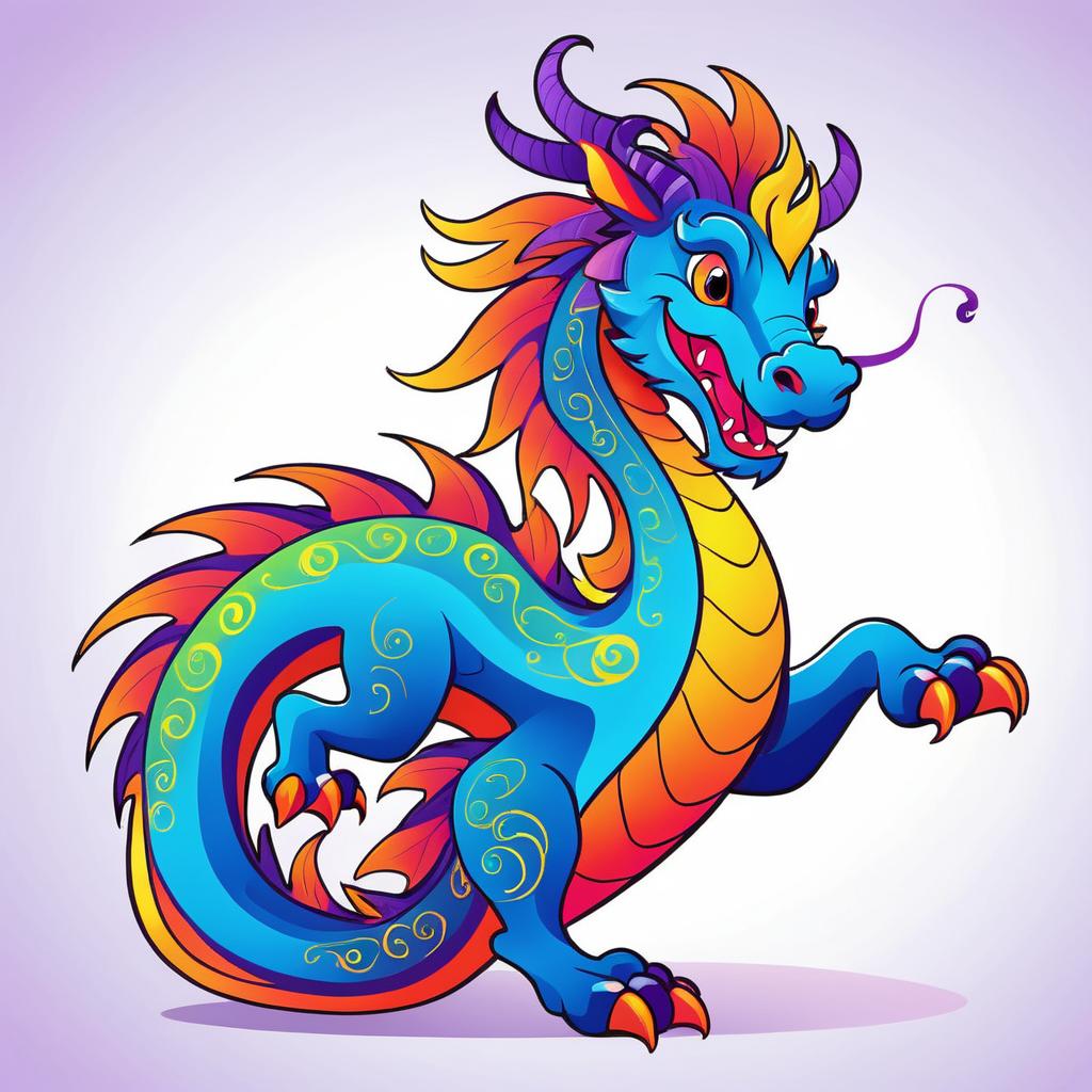 Whimsical Dragon Cartoon Illustration