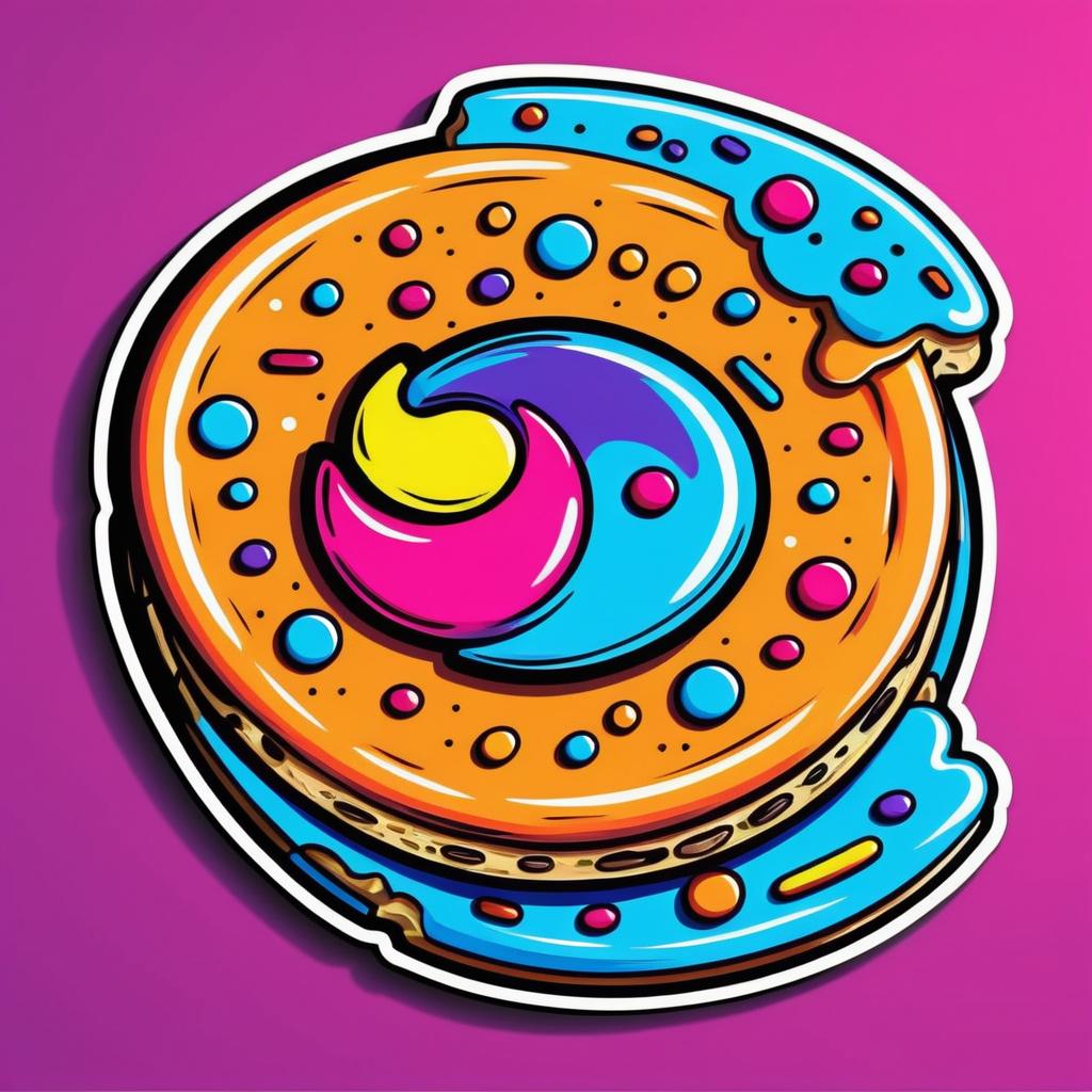 Vibrant Cookie-Themed Pop Art Sticker